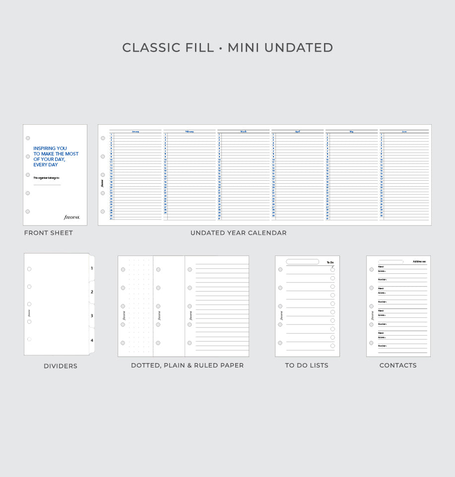 Filofax UK Classic Fill Undated - Mini