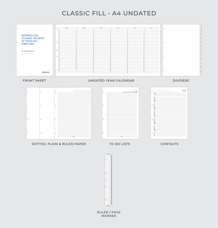 Filofax UK Classic Fill Undated - A4