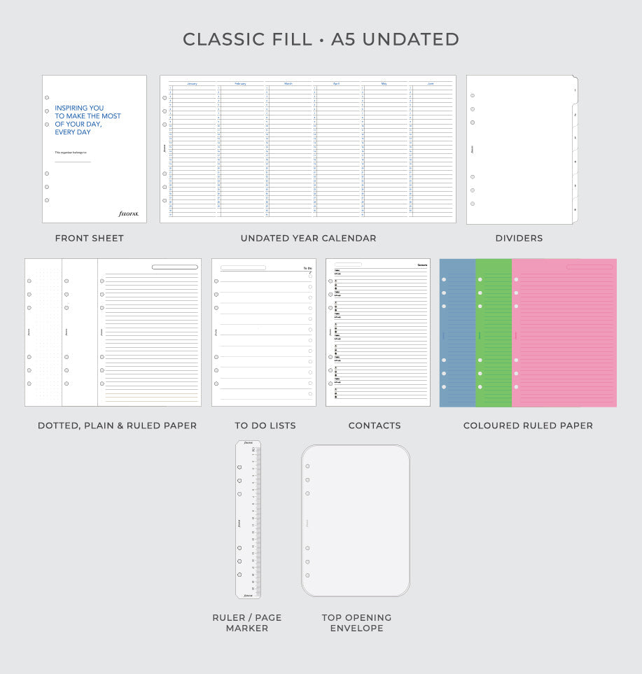 Filofax UK Classic Fill Undated - A5