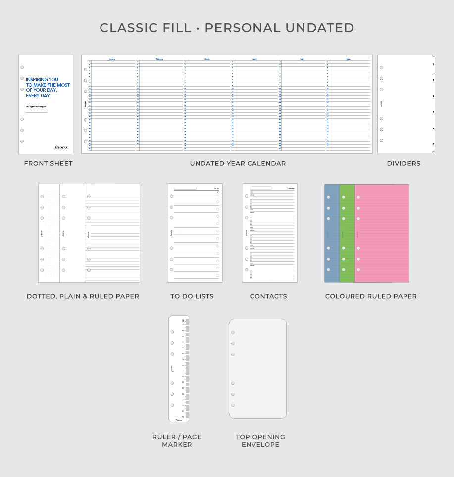 Filofax UK Classic Fill Undated - Personal