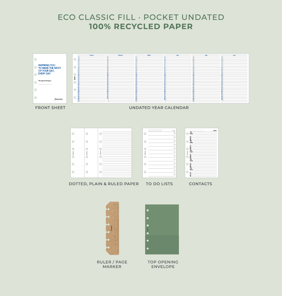 Filofax UK Eco ©lassic Fill Undated - Pocket