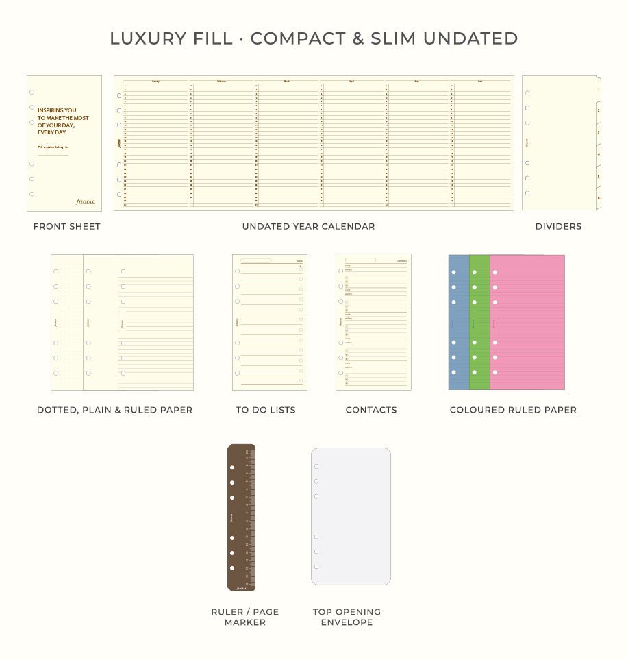 Filofax UK Luxury Fill Undated - Personal Compact & Slim