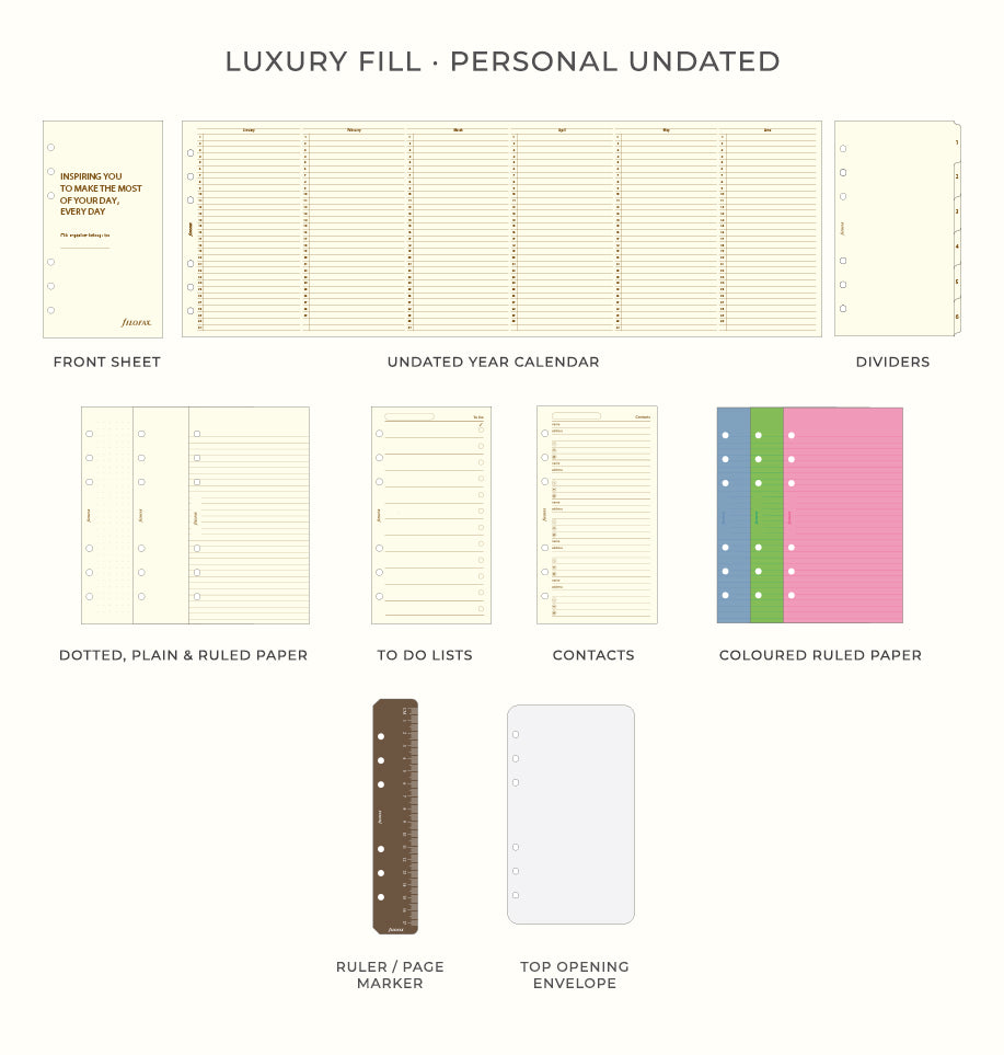 Filofax UK Luxury Fill Undated - Personal