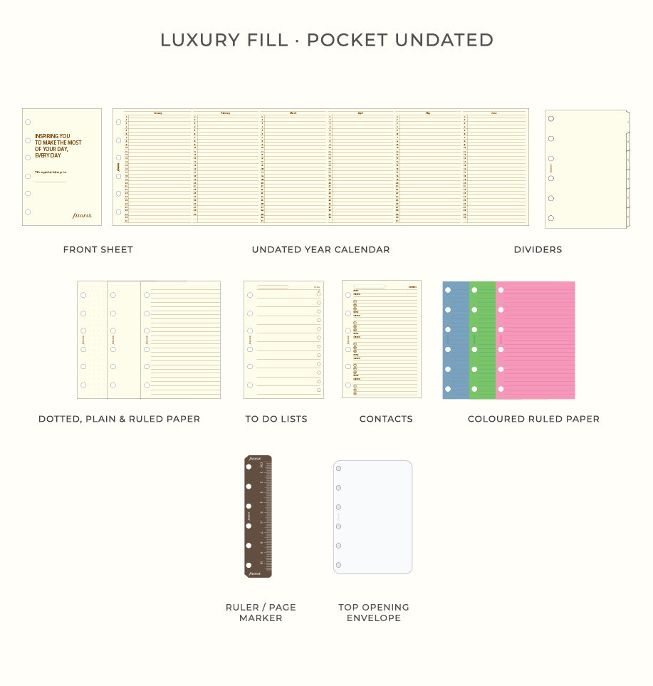 Filofax UK Luxury Fill Undated - Pocket
