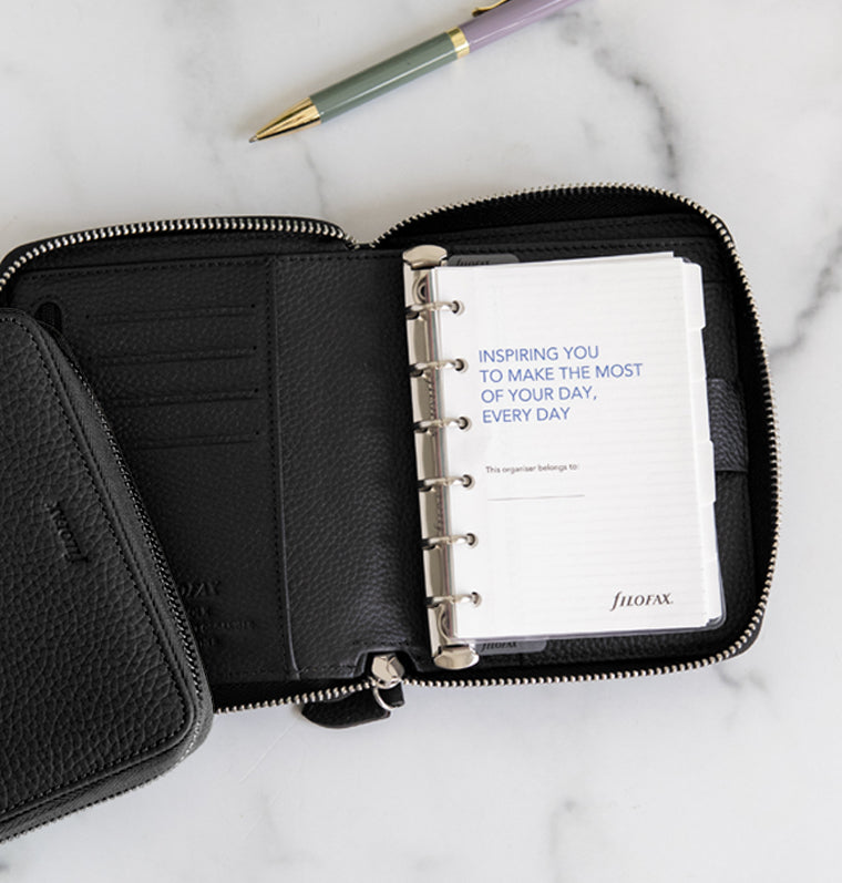 26-022401 Norfolk Pocket Compact Zip Black Organiser