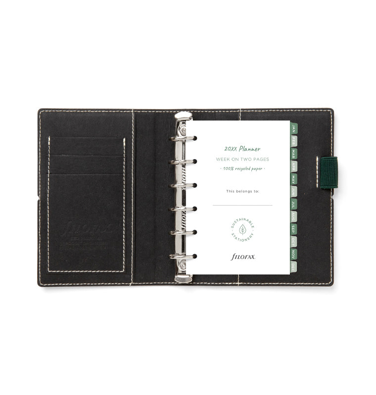 Filofax Eco Essential Pocket Organiser Ash Grey - open with contents