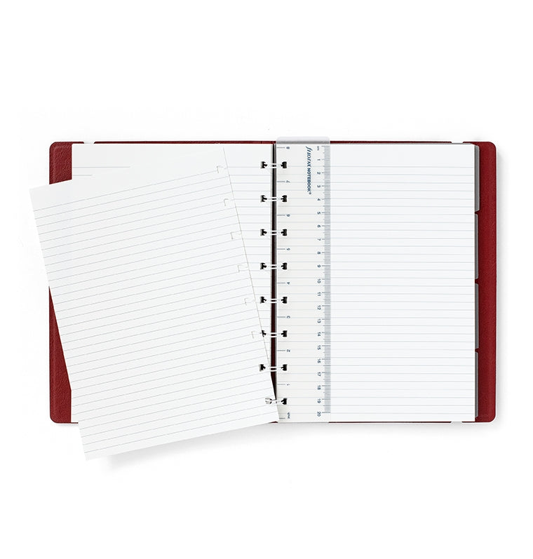 A5 Burgundy Leather Binder Notebook and 1 set Refill Lined Paper for  Writing