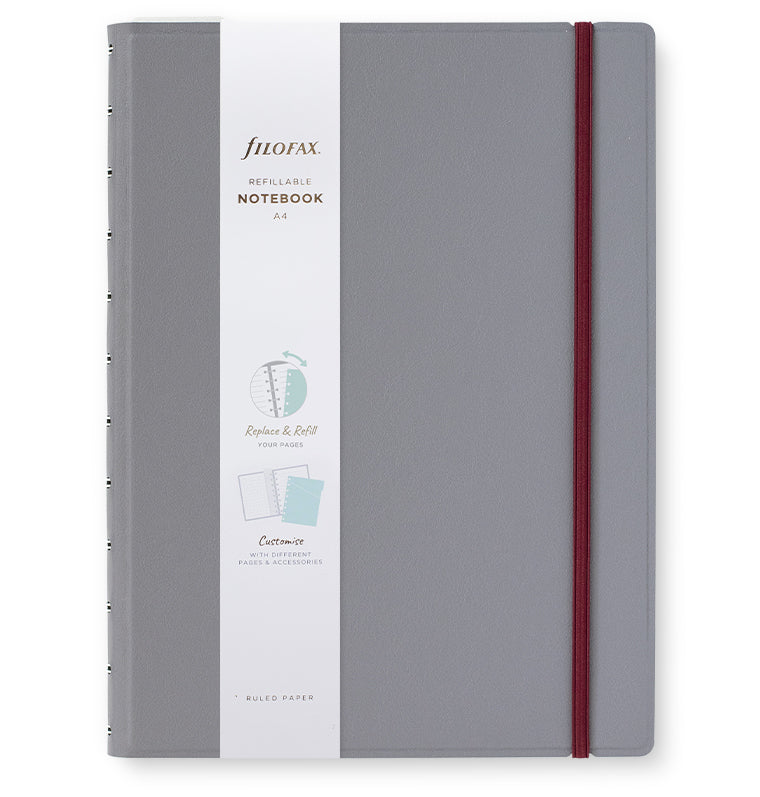 Filofax Contemporary A4 Refillable Notebook in Graphite with packaging