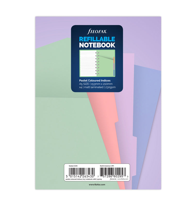 Pastel A5 Dividers for Filofax Refillable Notebooks - packaging