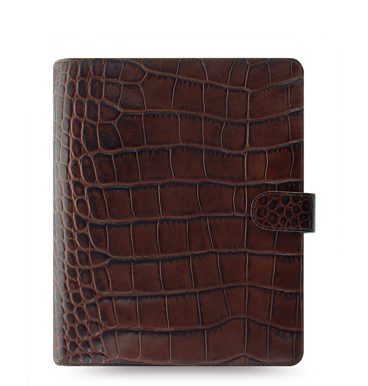 Filofax Classic Croc A5 Chestnut Brown Leather Organiser Open View