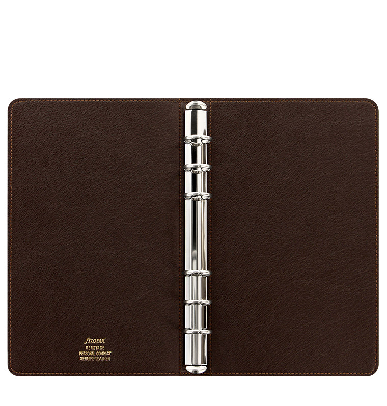 Heritage Brown Personal Compact Leather Organiser, open view