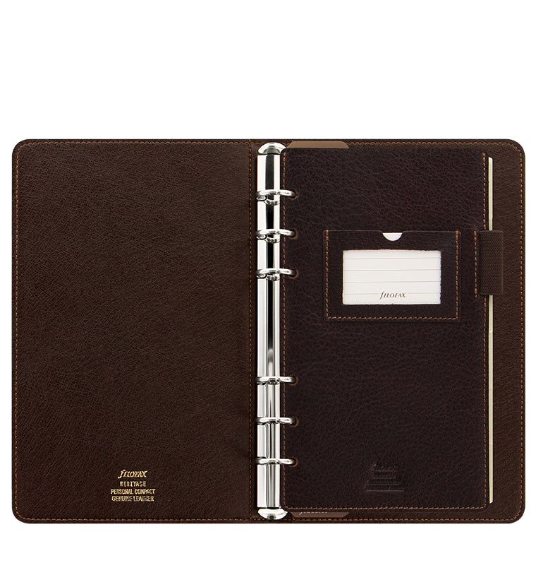 Heritage Brown Personal Compact Organiser, open view