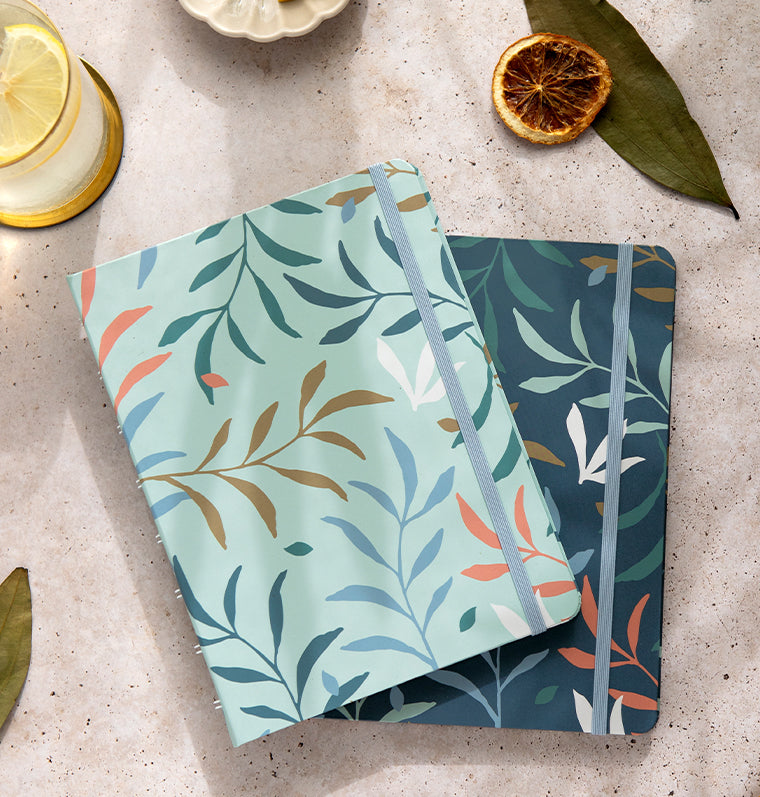 Filofax Botanical A5 Refillable Notebook in Mint and Blue