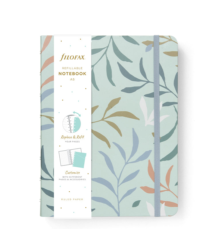 Filofax Botanical A5 Refillable Notebook in Mint with packaging