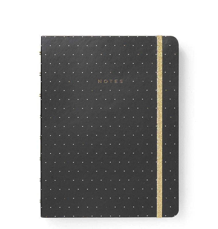 Filofax Moonlight A5 Refillable Notebook - Black, White and Gold