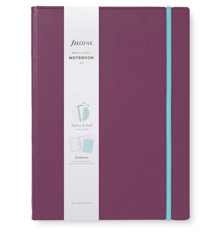 Filofax Contemporary A4 Refillable Notebook in Plum with packaging