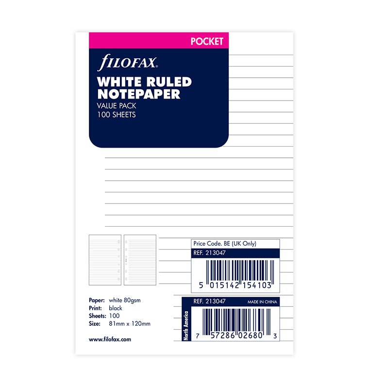 White Ruled Notepaper Value Pack - Pocket