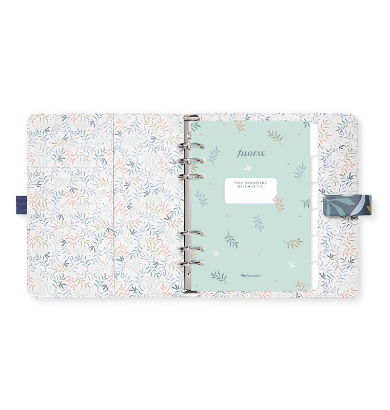 Filofax Botanical A5 Organiser in Blue with contents