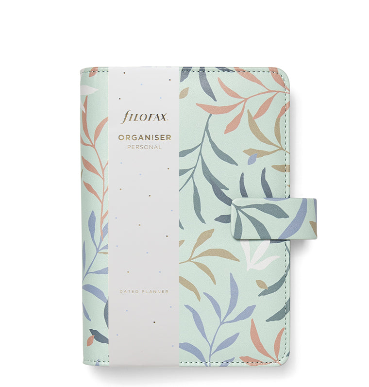 Filofax Botanical Personal Organiser in Mint with packaging