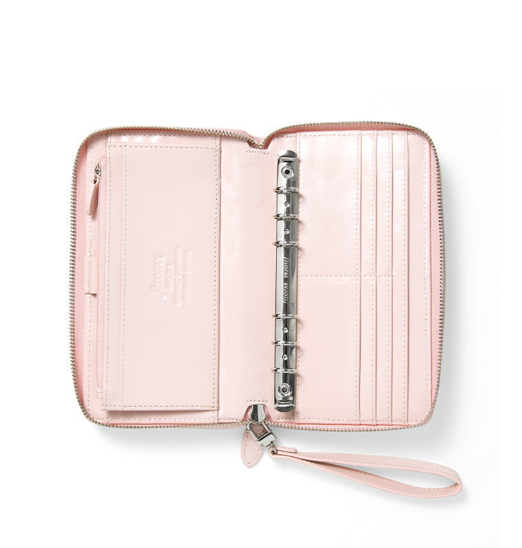 Filofax Malden Personal Compact Zip Leather Organiser in Pink - credit cards and zipped pocket for purse functionality
