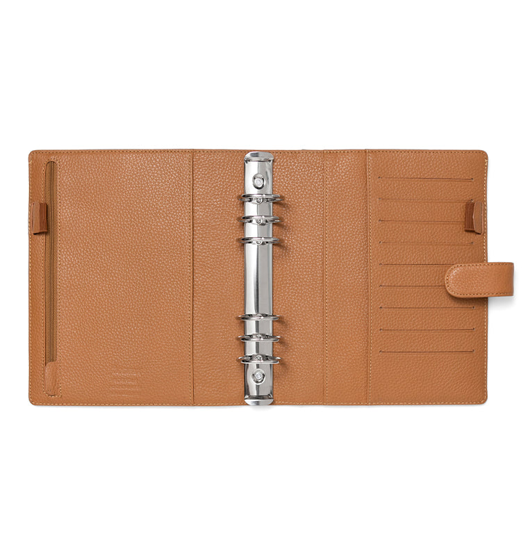 Filofax Norfolk A5 Leather Organiser in Almond Brown - inside features