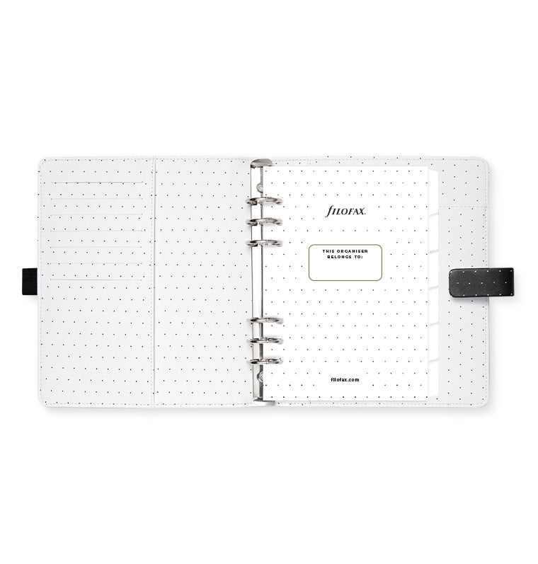Filofax Moonlight A5 Organiser in Black - Inside Design with Contents