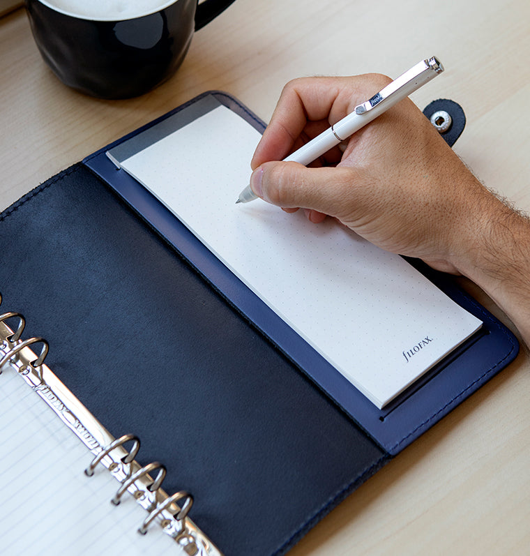 Filofax Dotted Jot Pad in The Original Leather Organiser Midnight Blue