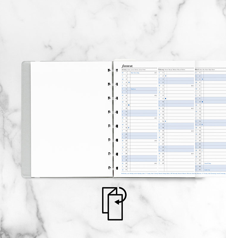Refillable Notebook Year Planner Refill - A5 2024 Multilanguage - Filofax