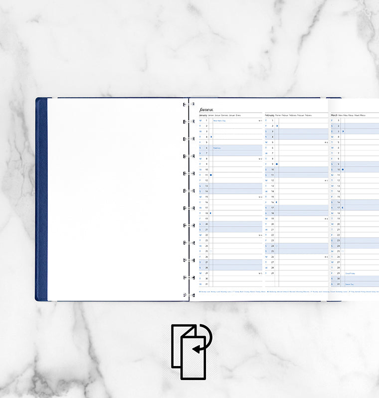 Refillable Notebook Year Planner Refill - A4 2024 Multilanguage - Filofax