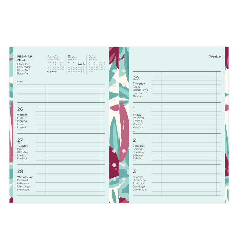 Floral Illustrated Diary Refill Pack - Pocket 2024 Multilanguage