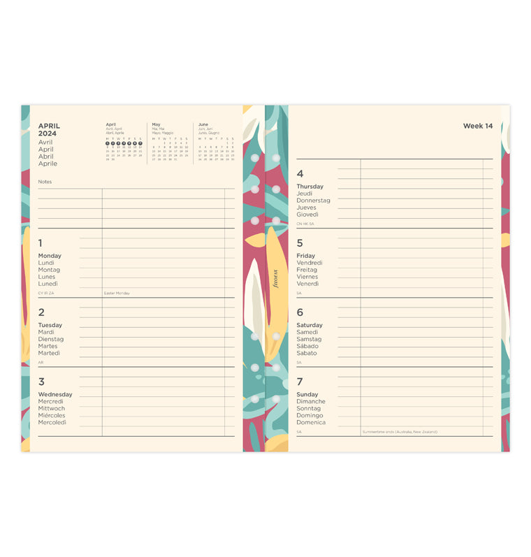  Filofax Calendar Diary Refill, Personal/Compact Size,  Week-to-View, White Paper, Unruled, English, 2024 (C68421-24) : Office  Products
