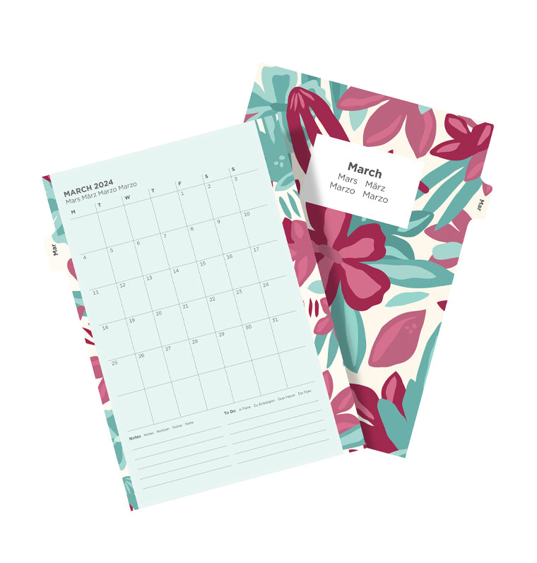 Filofax A5 Illustrated Floral Week on 2 Pages 2024 Diary Pack