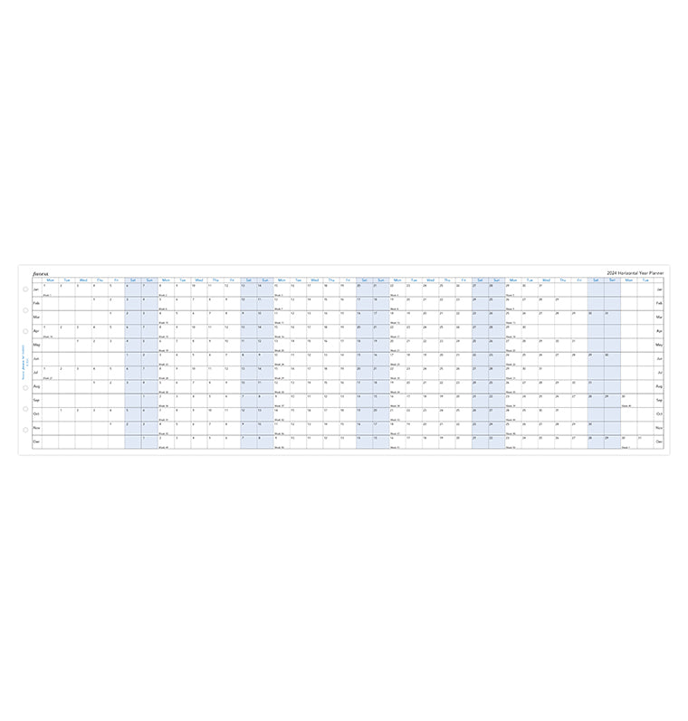 Filofax Horizontal 2024 Year Planner Refill - Personal layout
