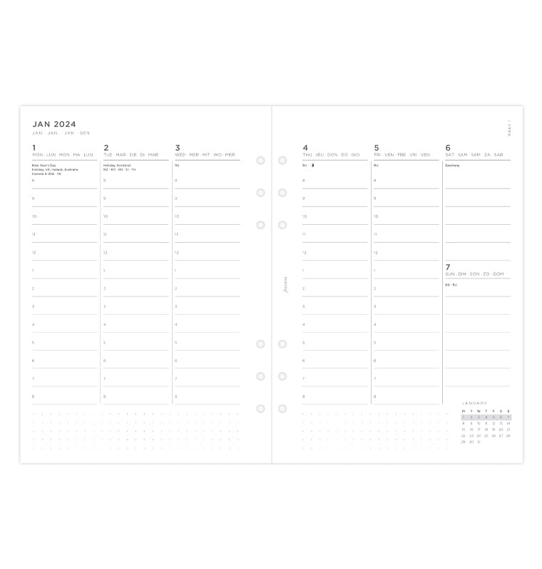 A5 Inserts 2024 Weekly Planner PDF Printable Refill, Weekly Agenda