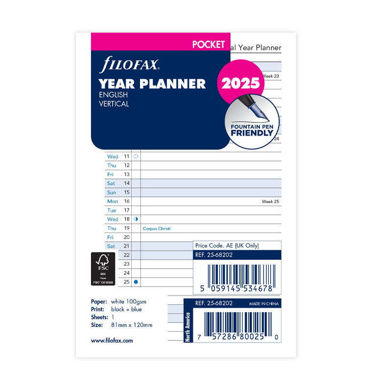 thumbnail image 2 of Filofax A5 Vertical Year Planner Refill - 2025, Cotton Cream Paper, Fold-Out Calendar For Organizers & Diaries 2 of 13