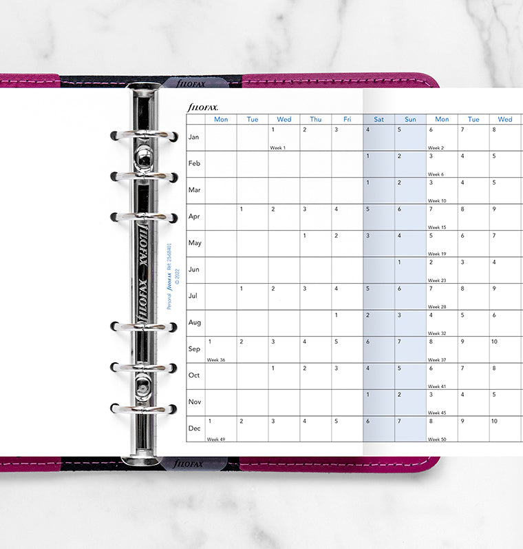 Horizontal Year Planner Refill Personal 2025 Filofax Filofax UK
