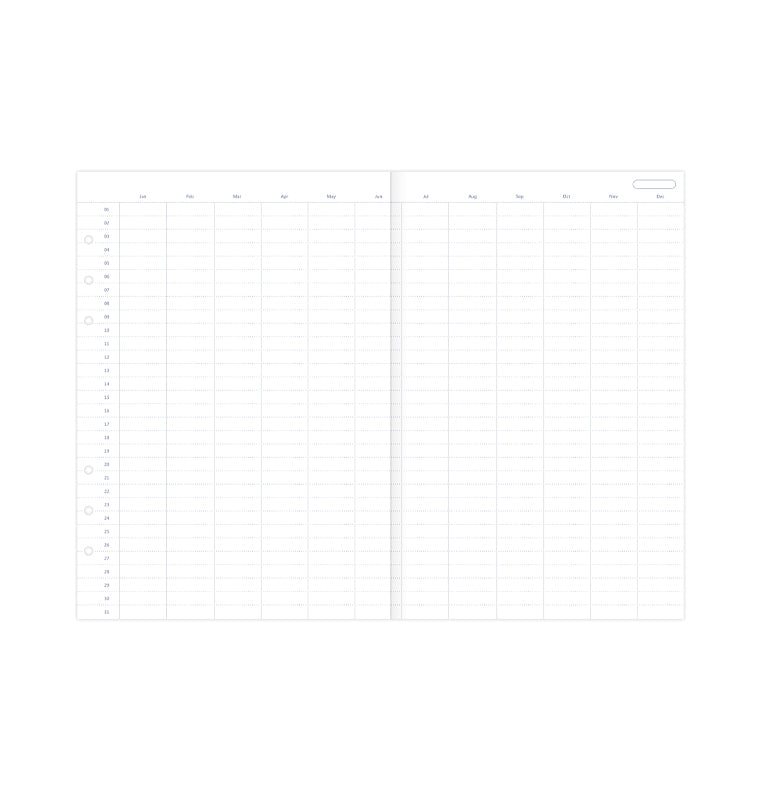 Clipbook Undated Year Planner Refill - A5 size - Filofax