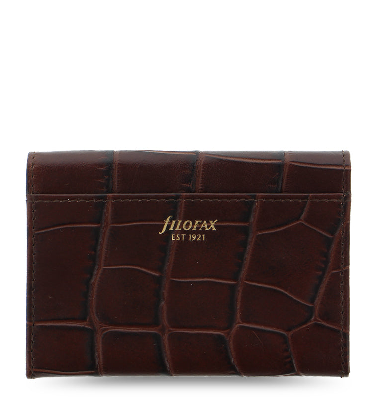 Classic Croc Leather Business Card Holder Chestnut