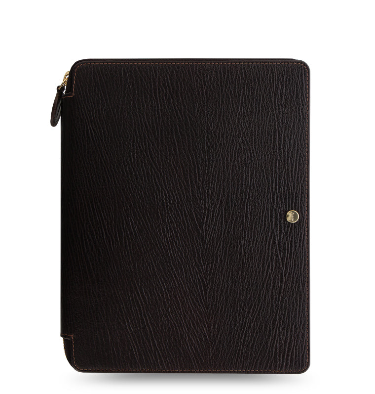 Chester A5 Zip Leather Writing Folio Brown