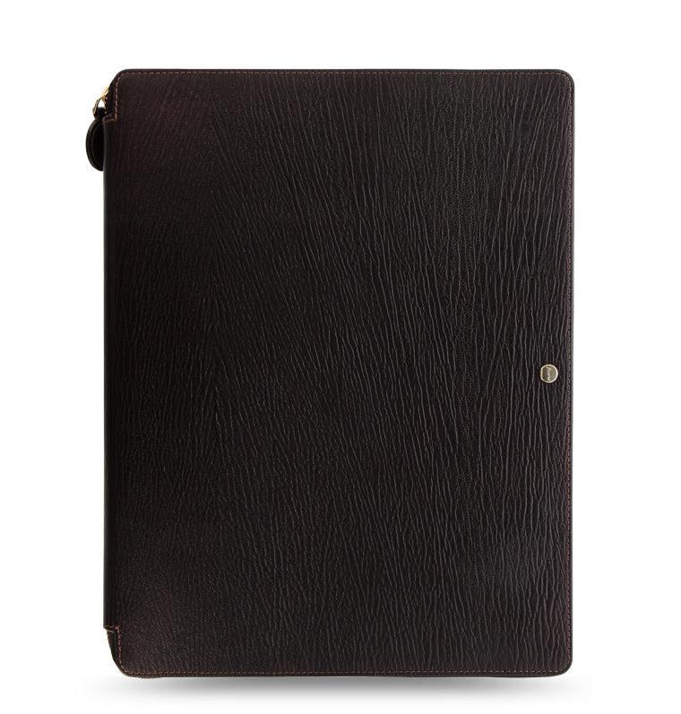 Chester A4 Zip Leather Writing Folio Brown