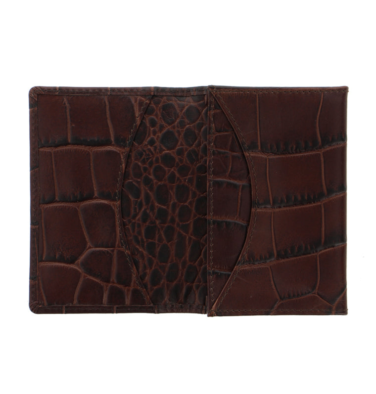 Classic Croc Leather Business Card Holder Chestnut