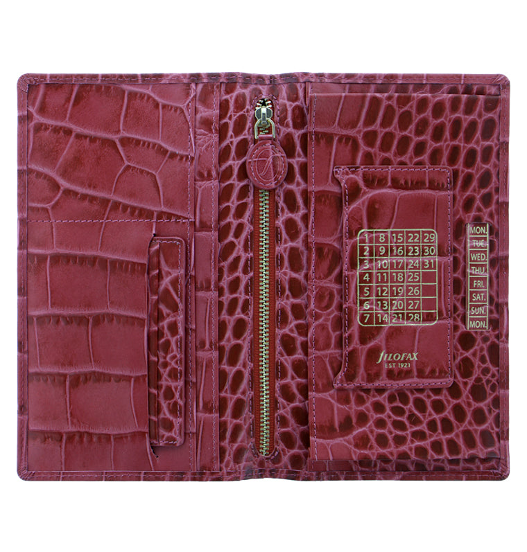 Classic Croc Leather Travel Wallet Fuchsia