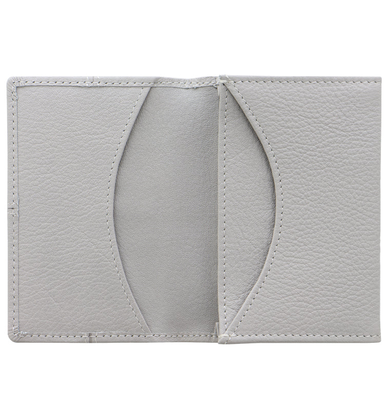 Classic Stitch Soft Leather Business Card Holder Grey