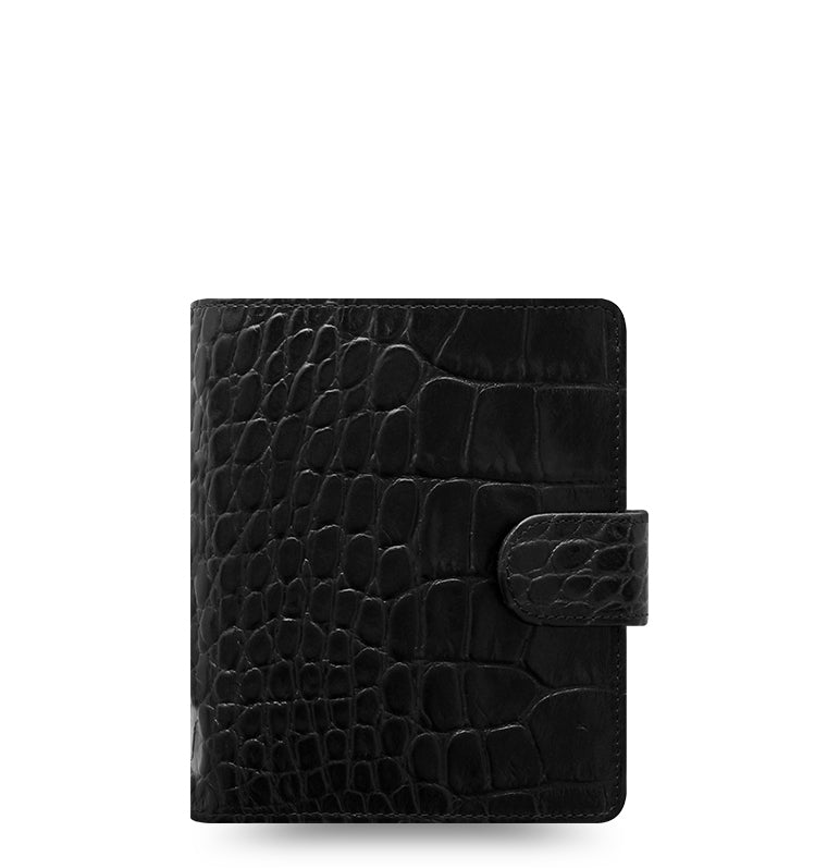 Classic Croc Ebony Black Pocket Organiser by Filofax
