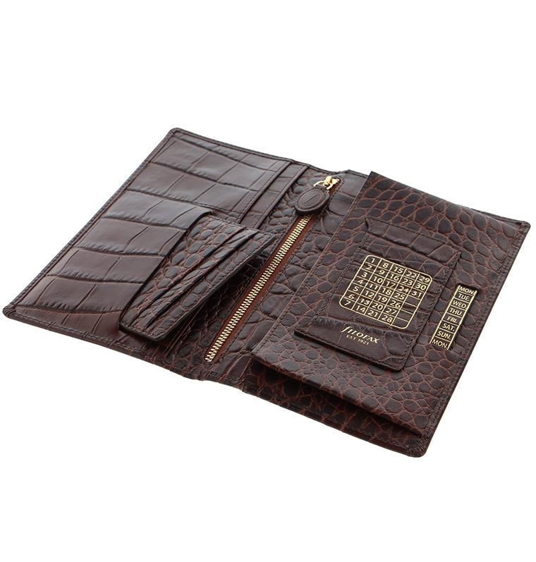 Classic Croc Leather Travel Wallet Chestnut