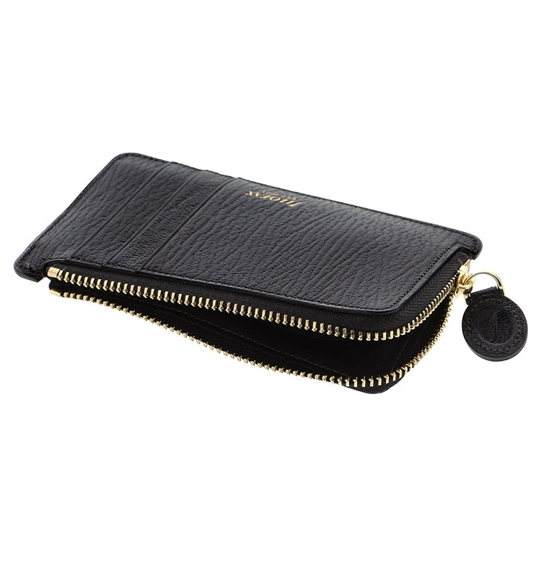 Chester Zip Leather Card Holder Black