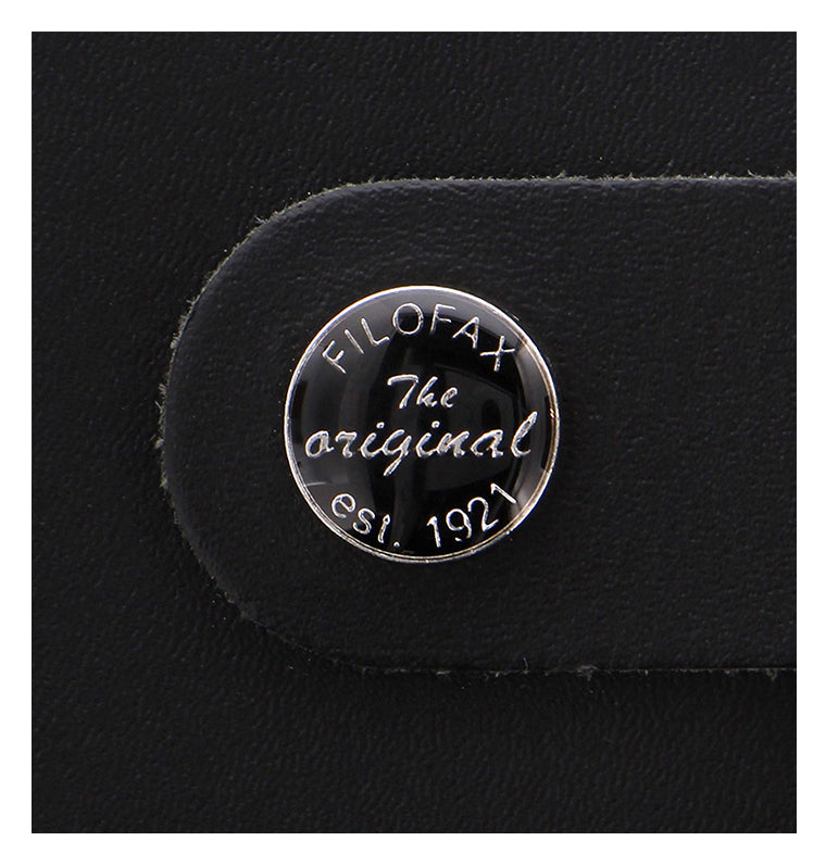 Filofax The Original A4 Leather Folio in Black - iconic logo on strap