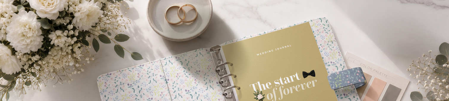 An open Filofax Wedding Journal organiser